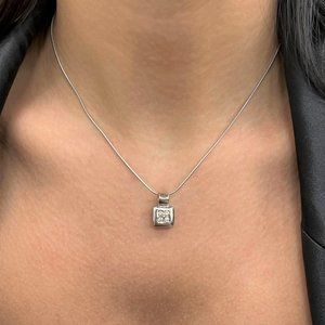 Rachel Koen Diamond Pendant and Diamond Earrings Set 18K White Gold